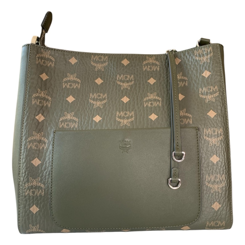 MCM Klara Green Monogram Leather Shoulder Bag - Picture 2 of 8